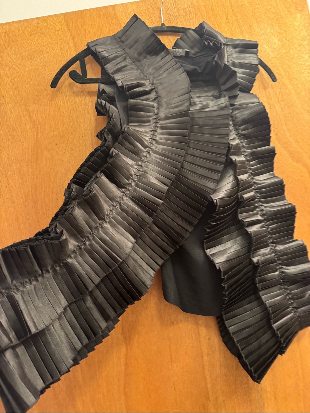 AKIRA Black Pleated Ruffle Blouse
